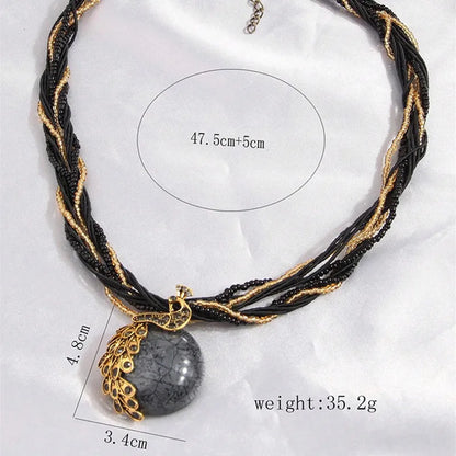 Collier ras du cou ethnique bohémien pour femmes, fait à la main, perles multicouches, bijoux de décoration en cristal