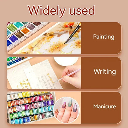 Ensemble de peinture d'interconnexion solide nacré, pigments d'interconnexion scintillants pour le dessin, la peinture, l'écriture, l'art, les fournitures scolaires, 12-60 couleurs