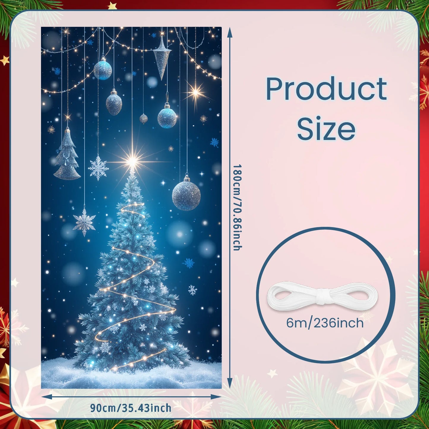 Bannière de Noël Ornements rouges Décoration de vacances Motif de flocon de neige Festivités d'hiver pour la décoration de la maison Célébration de vacances I