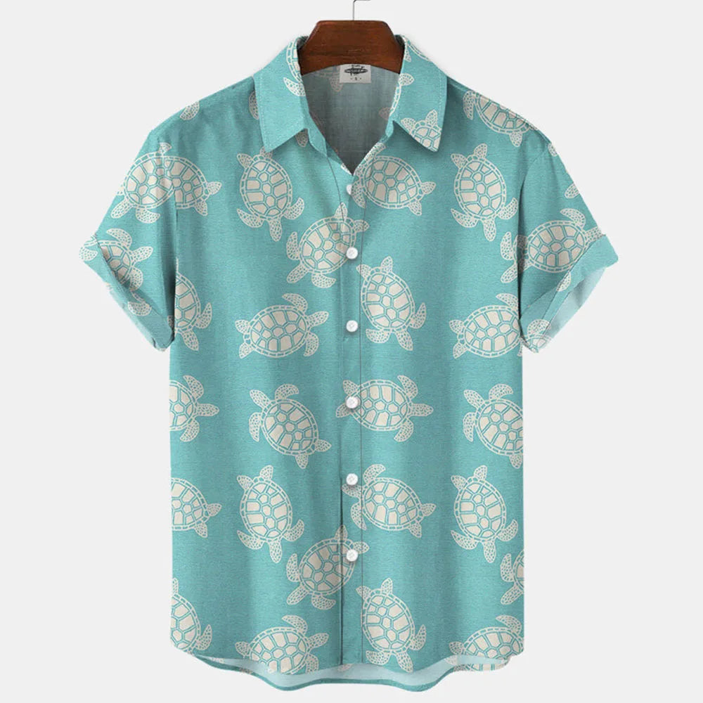 Chemises d'été décontractées à manches courtes pour hommes, animaux marins, hippocampe, poisson, 3D, hawaïen, été, 2024