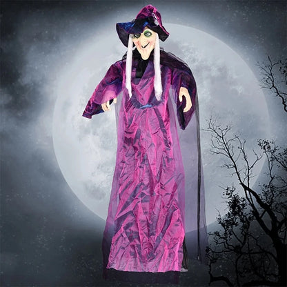 Sorcière lumineuse activée par le son d'halloween, fantôme suspendu, accessoires effrayants pour maison hantée, Bar, salle secrète, cour extérieure, fête dans le jardin