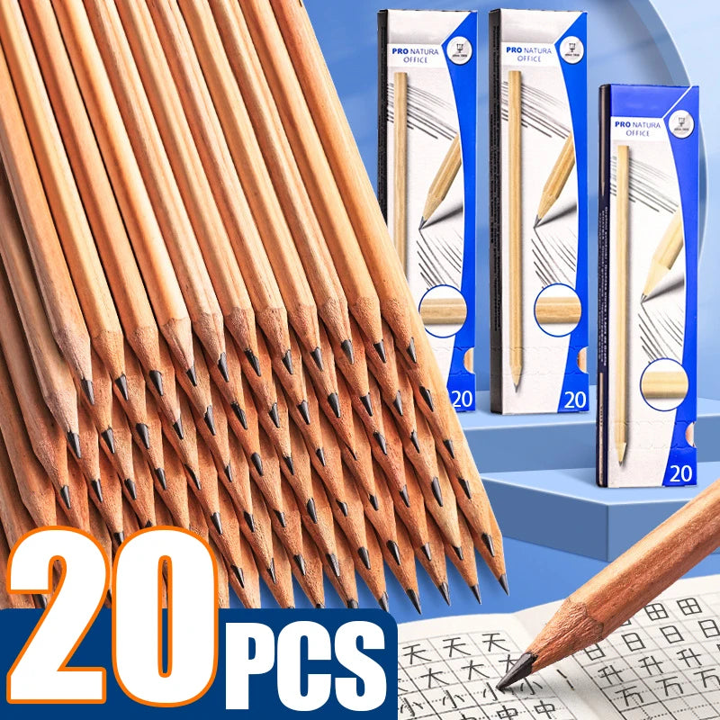 Crayons HB hexagonaux naturels en bois, 1 à 20 pièces,