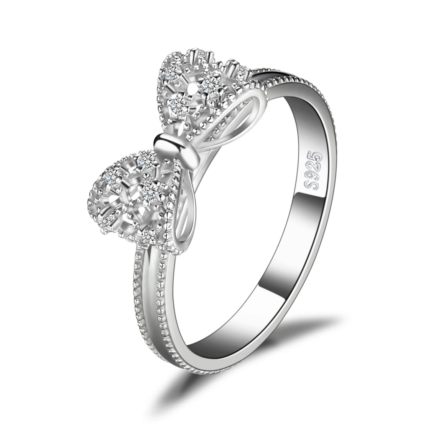 JewelpopPalace-Bague en argent regardé 925 avec nœud papillon pour femme, cubique, contre-indiqué, cadeau de bijoux à la mode