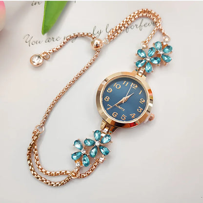 Montre-bracelet à quartz de luxe léger pour femme, cristal de verre exquis de qualité supérieure,