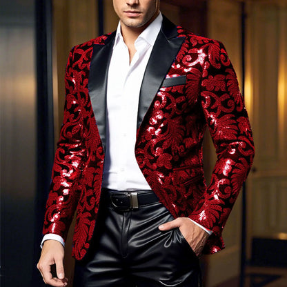 Vêtements d'extérieur pour performance sur scène à bouton unique orné de paillettes brillantes en bleu or vert violet Options pour veste de costume rouge pour hommes