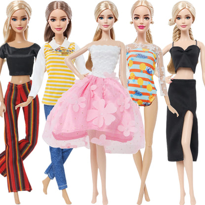 5 ensemble 3 ensemble fait à la main mode Ba poupée Bie tenue tenue décontracté quotidien chemisier chemise gilet bas pantalon jupe vêtements accessoires jouets