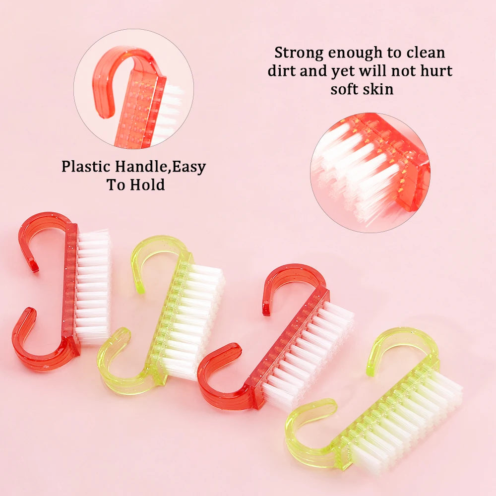 Brosse à ongles en plastique Transparent, couleur, propre, accessoires pour ongles, élimine la poussière, poudre acrylique, outils de manucure et de pédicure, 10 pièces