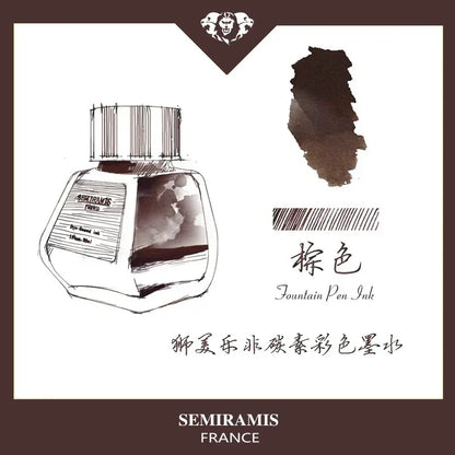 SEMIRAMIS 25 couleurs 30 ml  encre stylo plume sans carbone