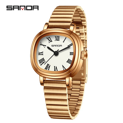 SANDA 1137 mode femmes Quartz élégant or Rose Simple romain bracelet en acier inoxydable