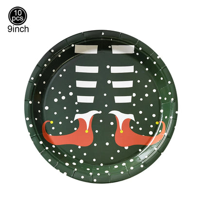 Fournitures de noël, bannière joyeux noël, ballon, bouteille de vin, autocollants, assiettes en papier jetables, pailles, décorations de fête de noël