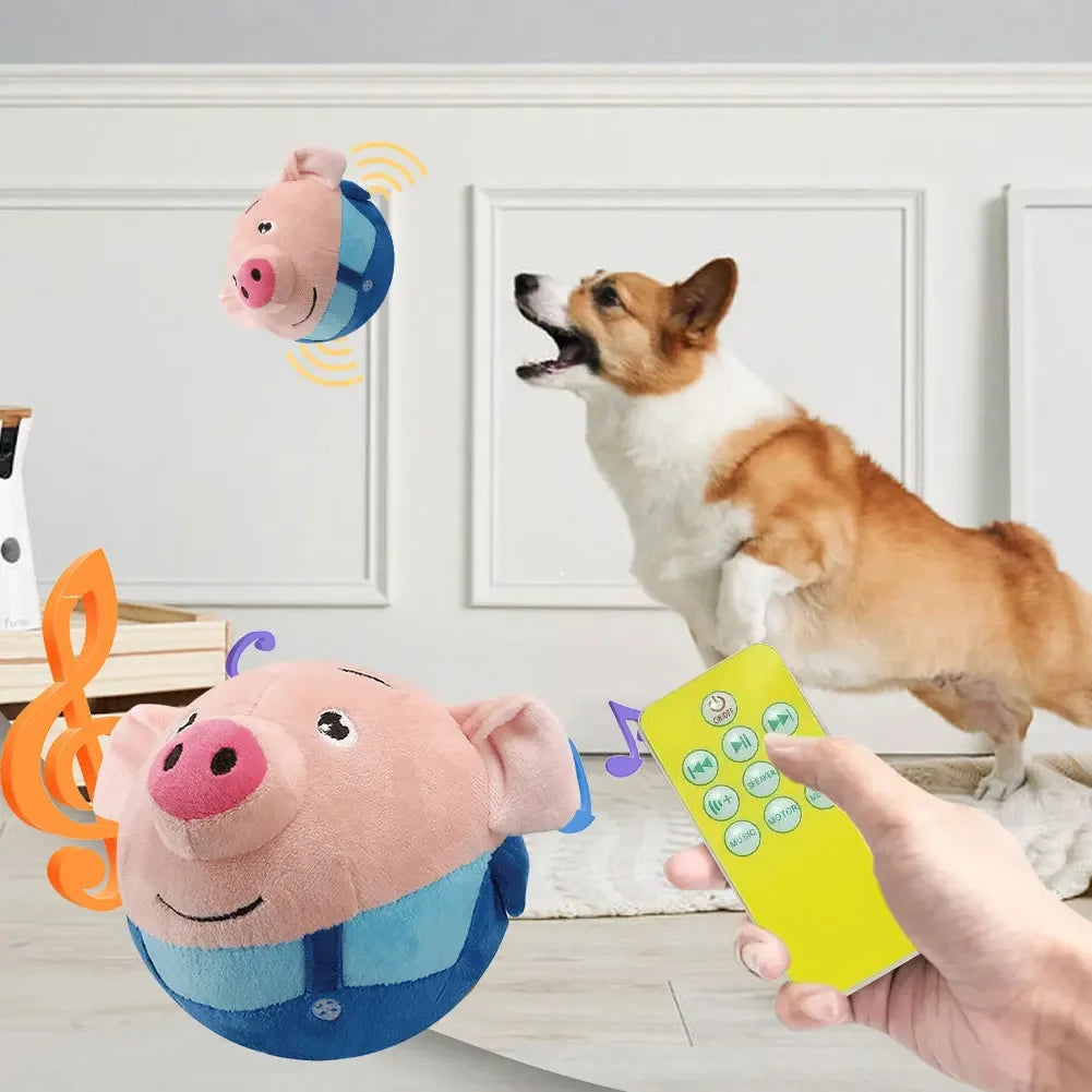 Jouet en peluche cochon de dessin animé pour animaux de compagnie, jouet lavable parlant et mobile pour chien, balles rebondissantes pour chiens et chats