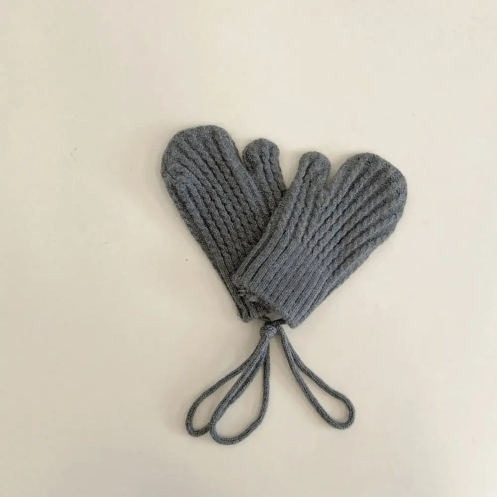 Gants en tricot résistants au froid pour enfants, mitaines chaudes, gants à laçage décontractés, document solide, automne, hiver, nouveau