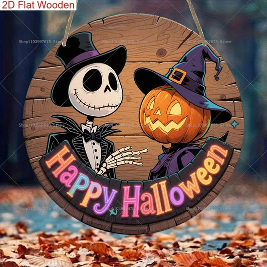 Décoration de fête d'halloween le cauchemar avant noël, panneau en bois citrouille, panneau mural suspendu, porte d'entrée, décoration de maison, cadeaux pour enfants