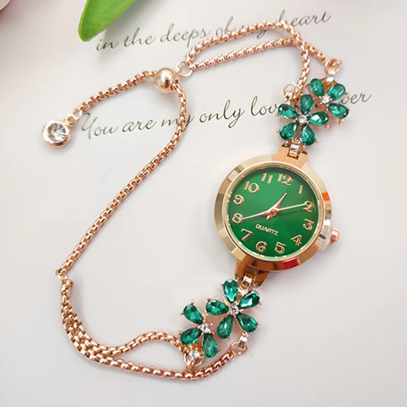 Montre-bracelet à quartz de luxe léger pour femme, cristal de verre exquis de qualité supérieure,