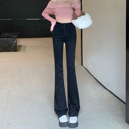 ZOENOVA-Jean baggy taille haute pour femme, pantalon évasé chic, bleu, gris, fer à cheval, Bootcut Denim Streetwear, vêtements Y2K, nouveau, 2023