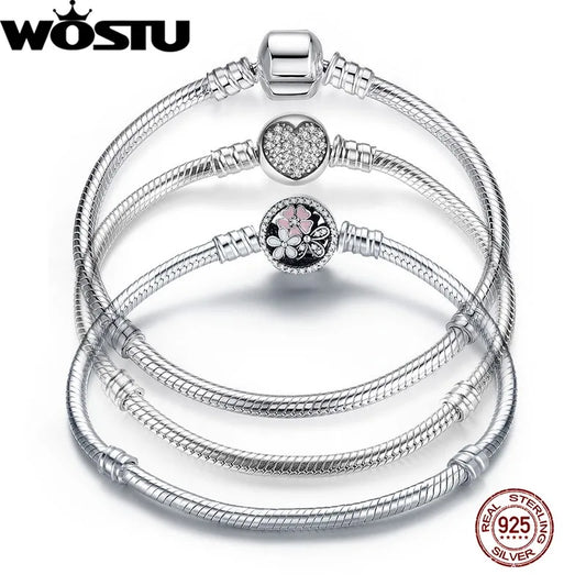 Luxe 100% argent Sterling 925 Original 3 Styles chaîne Bracelet Bracelet pour femmes ajustement bricolage breloque perle authentique bijoux fins cadeau