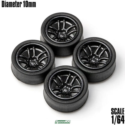 SpeedCG-Roues ABS 1/64 avec caoutchouc, pièces modifiées de type K, diamètre 10mm, pour modèle de voiture de course, véhicule jouet Hotwheels Tomica