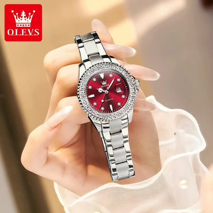 OLEVS 9945 Original diamant montre à Quartz pour femmes  élégant montres en acier inoxydable étanche femmes montres