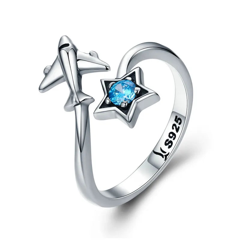 WOSTU-Bagues ajustables en argent regardé 925 pour femme, bijoux originaux empilables, taille ouverte