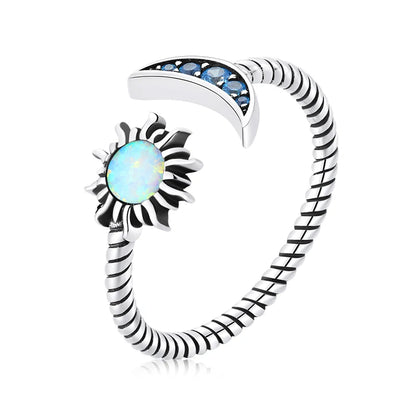 WOSTU-Bagues ajustables en argent regardé 925 pour femme, bijoux originaux empilables, taille ouverte