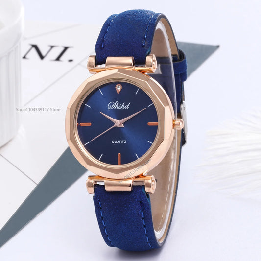 montres femmes rouge bracelet en cuir décontracté montres à Quartz