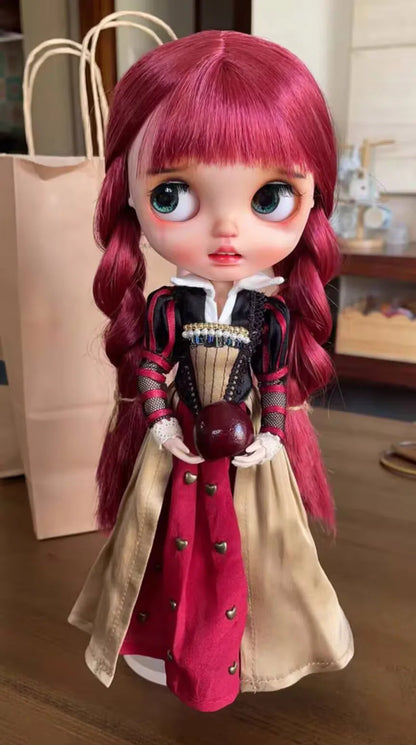 1 ensemble de robes de style princesse Blythe/landoudou en soie Red Queen, Peach Queen (convient pour azone,Pullip,Ob22,24,26, Licca)