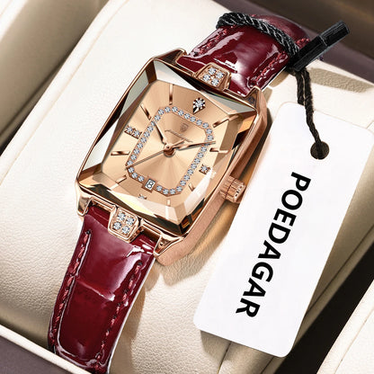 POEDAGAR classique luxe femmes montres étanche en cuir Date mode femme montre élégante de haute qualité Quartz femmes montre-bracelet