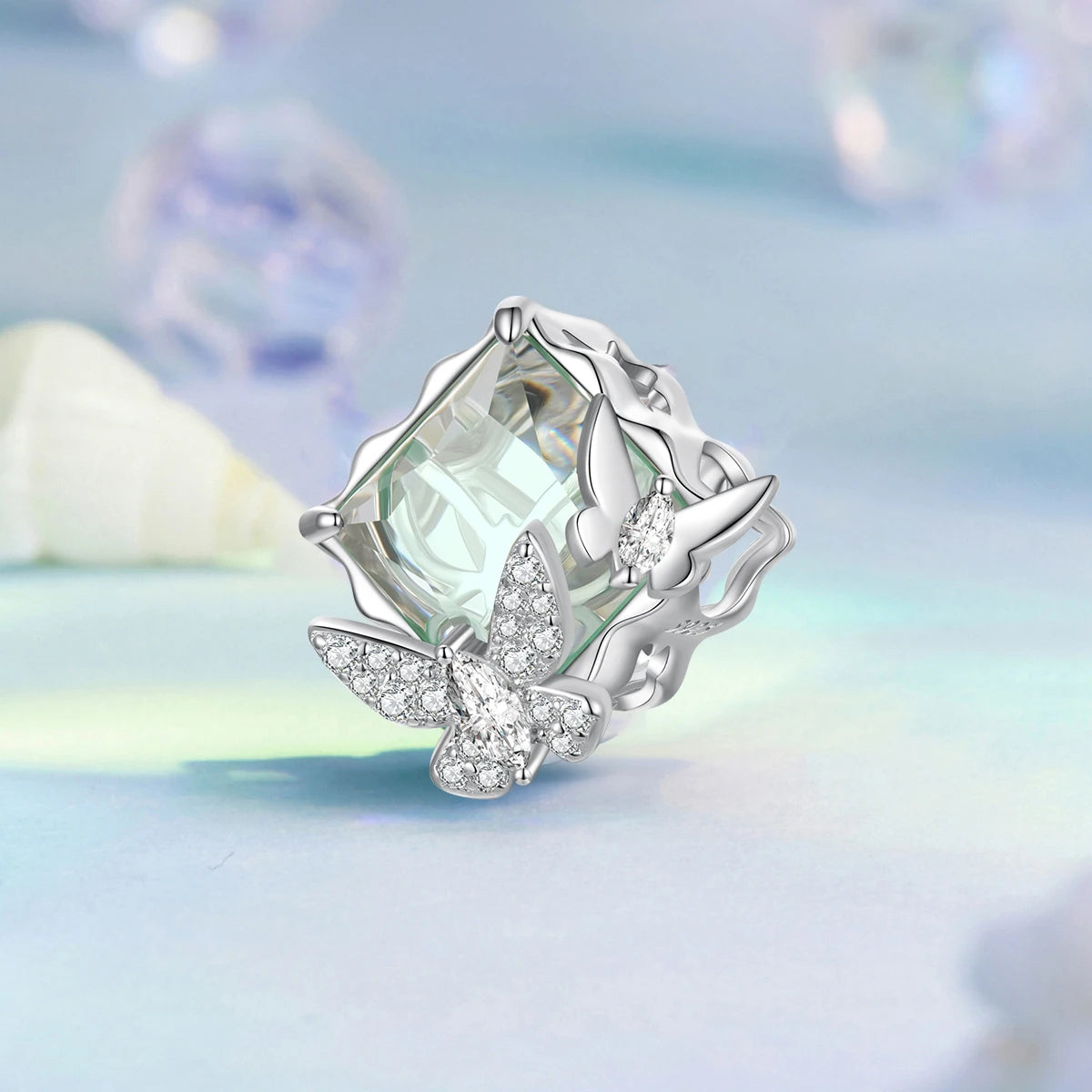 100% argent Sterling 925 véritable 10 couleurs breloque coeurs radieux en cristal pour Bracelet