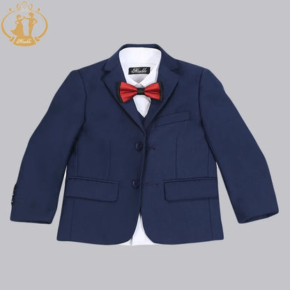 Costumes formels pour garçons, 3 pièces, pour mariage, Costume d'hôte de fête pour enfants, Blazer bleu, gilet, pantalon, vente en gros, printemps-automne
