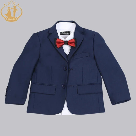 Costumes formels pour garçons, 3 pièces, pour mariage, Costume d'hôte de fête pour enfants, Blazer bleu, gilet, pantalon, vente en gros, printemps-automne