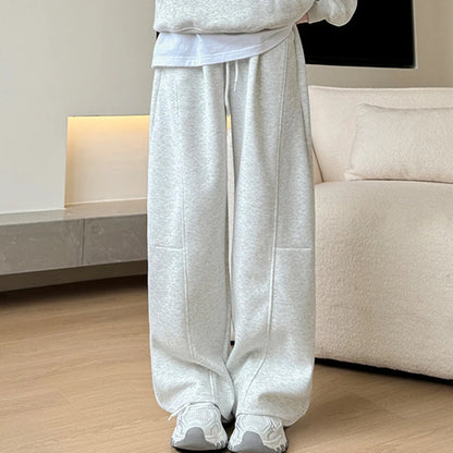 Cordon jambe large pantalons de sport femmes automne hiver doux solide poches pantalons de survêtement femme élastique taille haute pantalon femme