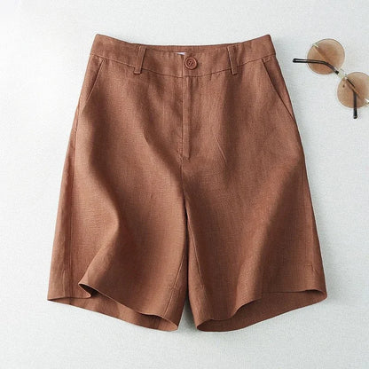 Style coréen pour l'été femmes Shorts lin demi genou longueur mi large femme pantalons courts Bermuda offre esthétique chaud Streetwear