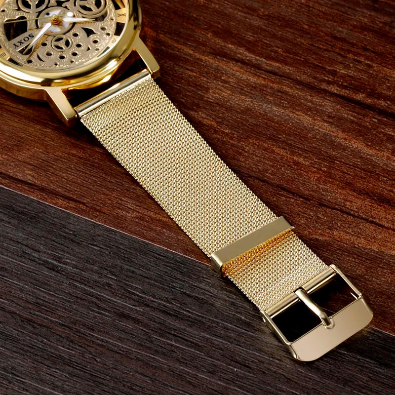 Montre Seton de luxe pour hommes et femmes, montres à la mode, bracelet en acier doré,