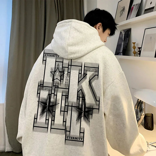 Automne polaire surdimensionné sweats à capuche pour hommes Hip Hop lettre imprimé sweats à capuche 2025 nouveau Y2K Streetwear pull à capuche