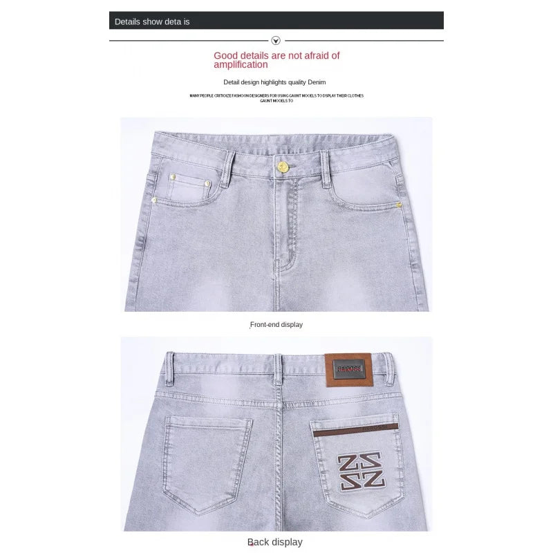 Jeans pour Homme, Pantalon Décontracté, Simple, Slim, Petits Pieds, Tendance, artificiel astique, Polyvalent, Haut de Gamme, Gris Clair, Nouvelle Collection Printemps et Été 2024