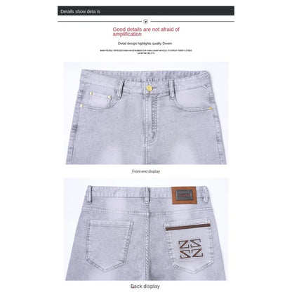 Jeans pour Homme, Pantalon Décontracté, Simple, Slim, Petits Pieds, Tendance, artificiel astique, Polyvalent, Haut de Gamme, Gris Clair, Nouvelle Collection Printemps et Été 2024