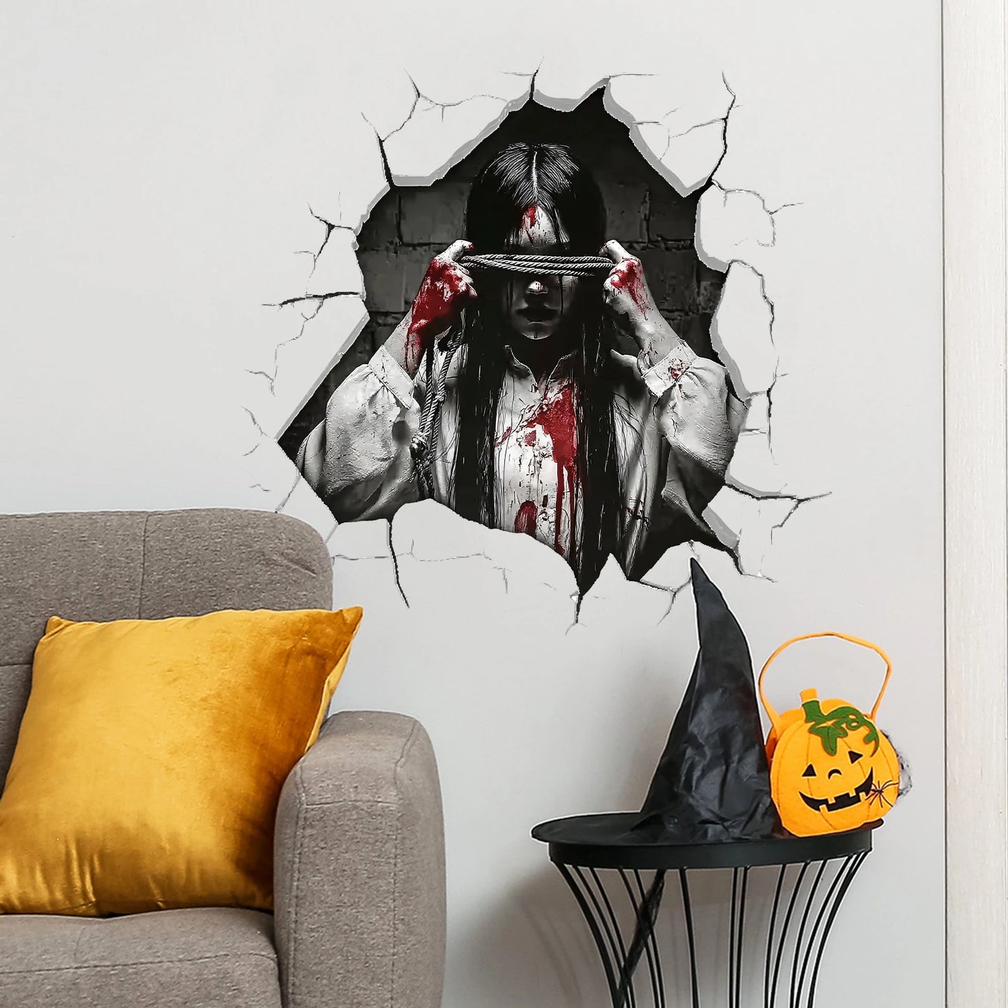 Autocollants muraux décoratifs d'ambiance d'horreur d'Halloween, autocollants, adaptés à la décoration de murs, de portes et de fenêtres
