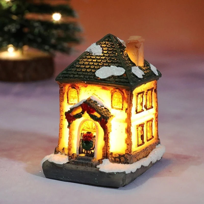 Nouvelles décorations de noël en résine, petite maison, Micro paysage, petits ornements, cadeaux de noël