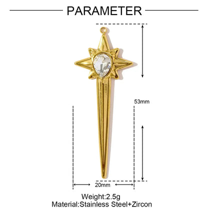 3 pièces/lot géométrique en acier inoxydable disque goutte d'eau boucle d'oreille breloques secteur fleur collier à faire soi-même pendentifs femmes étoile coeur bijoux