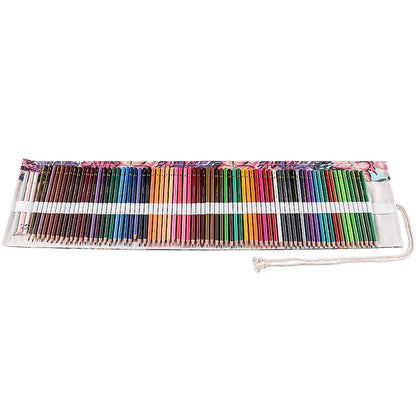 Trousse à crayons en tissu coloré 12/24/36/48/72 trous, sac de rangement pour crayons cosmétiques, rouleau de crayons, fournitures scolaires 050045