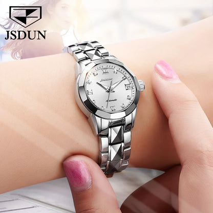 JSDUN nouvelle montre étanche pour femme montre mécanique automatique en acier tungstène de haute qualité pour femme
