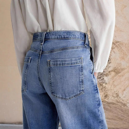 Jean à Jambes Larges pour Femme, Streetwear, Longueur au Sol, Taille Haute, Vintage, DistMurcia, Broderie Délavée, Poches, Denims fjims