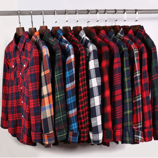 Nouvelles chemises à carreaux pour femmes M-5XL chemisier en coton pour femmes à manches longues chemise à carreaux Slim col rabattu chemisiers pour femmes chemises
