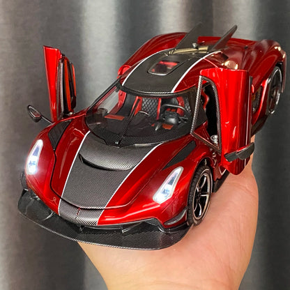 1:24 jesko absolut Supercar alliage métal moulé sous pression modèle voiture son et lumière retirer enfants jouet Miniature véhicule cadeau d'anniversaire