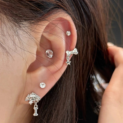 Boucles d'oreilles en argent pour femmes, 1 pièce, griffe d'os de chien en acier inoxydable 316L,