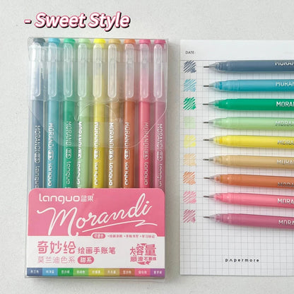 PHANTACI - 9 pièces/ensemble stylo à encre Gel 0.6mm