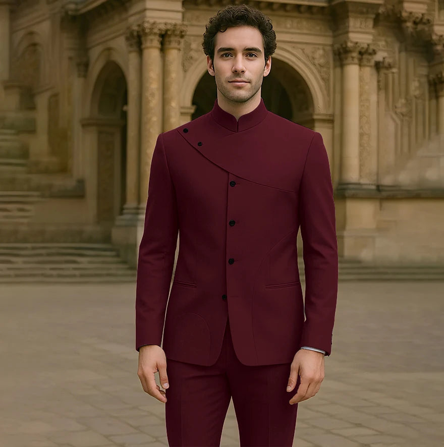 Costumes pour hommes charmants, personnalisés, haute couture, simple boutonnage, deux pièces (veste + pantalon), ensemble droit Simple et intelligent pour hommes