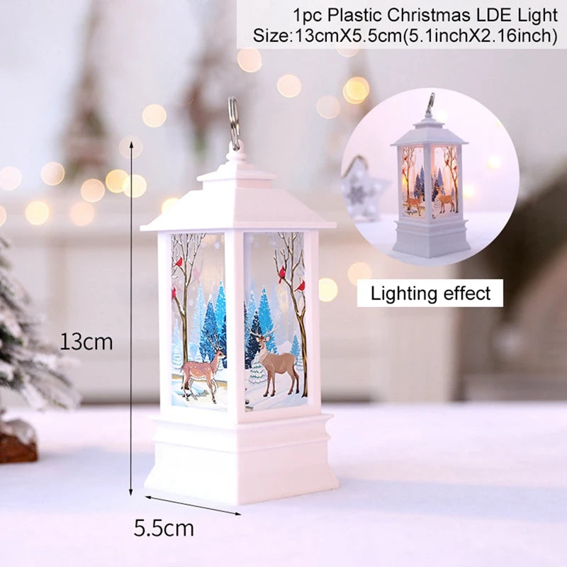 Lanterne de noël lumineuse, décorations de joyeux noël pour la maison, ornements d'arbre de noël 2024, cadeaux de noël, nouvel an 2025