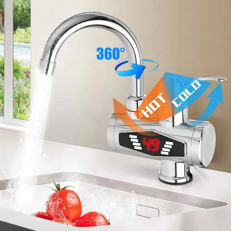 Robinet de chauffe-eau électrique ue 220V 3000W, avec pomme de douche 3S, chauffage rapide, eau chaude instantanée pour la cuisine