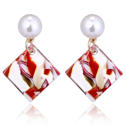 Boucles d'Oreilles promenales en Forme de Losange pour Femme, Bijou en Acrylique,